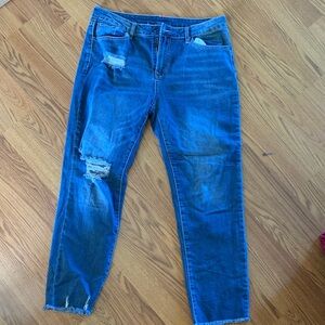 Women's Distressed Blue Jeans
